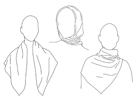 Squared Scarf Navy Sand