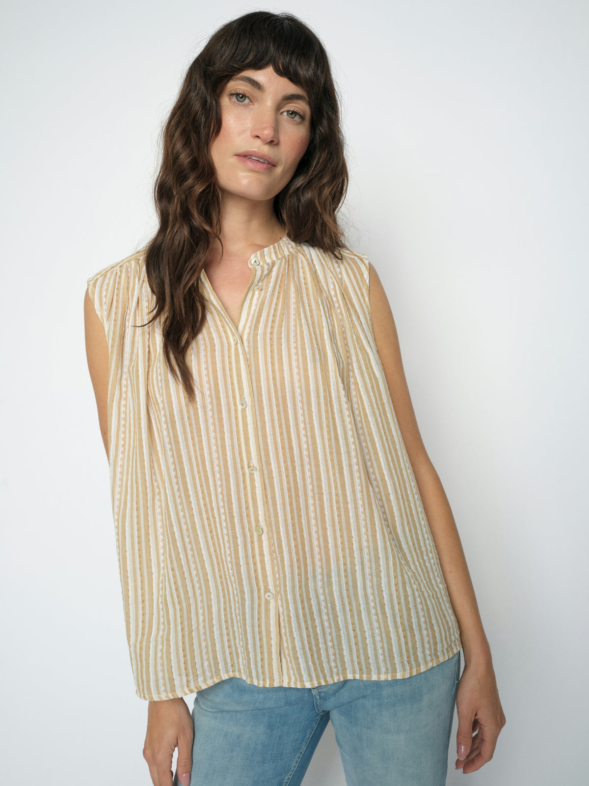 MMAmelia Stripe SL Blouse Sesame