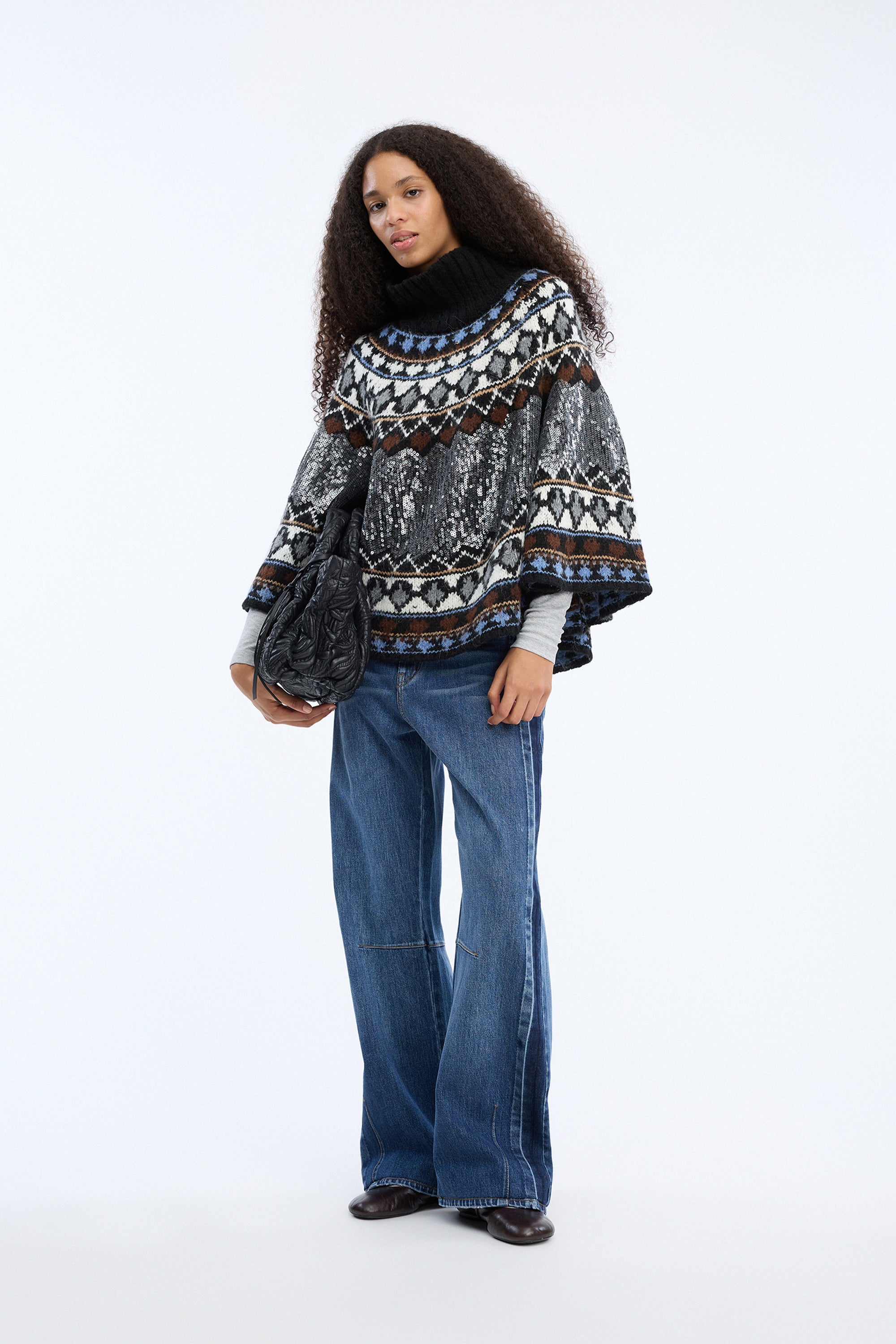 Verst Poncho Mix Black