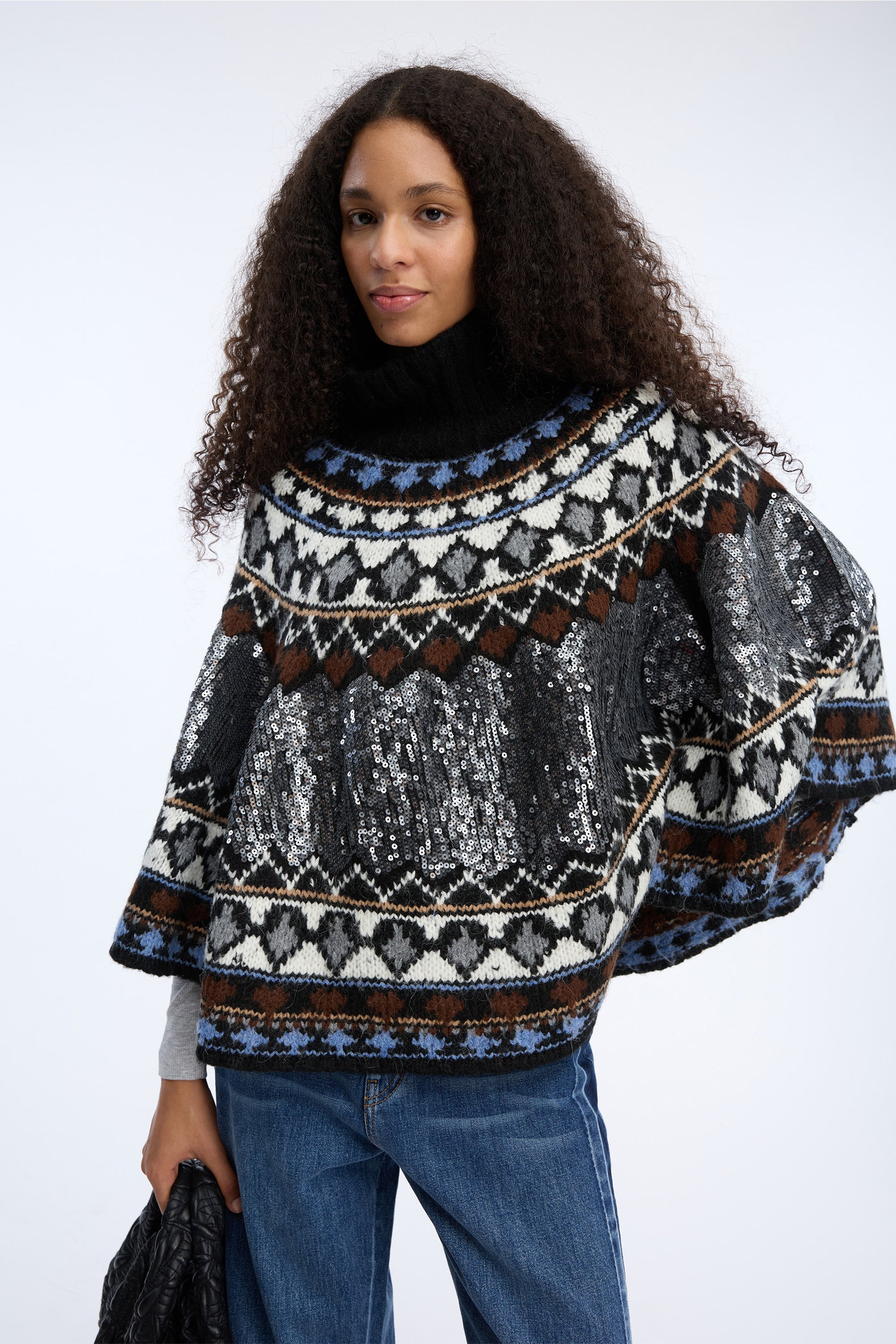 Verst Poncho Mix Black