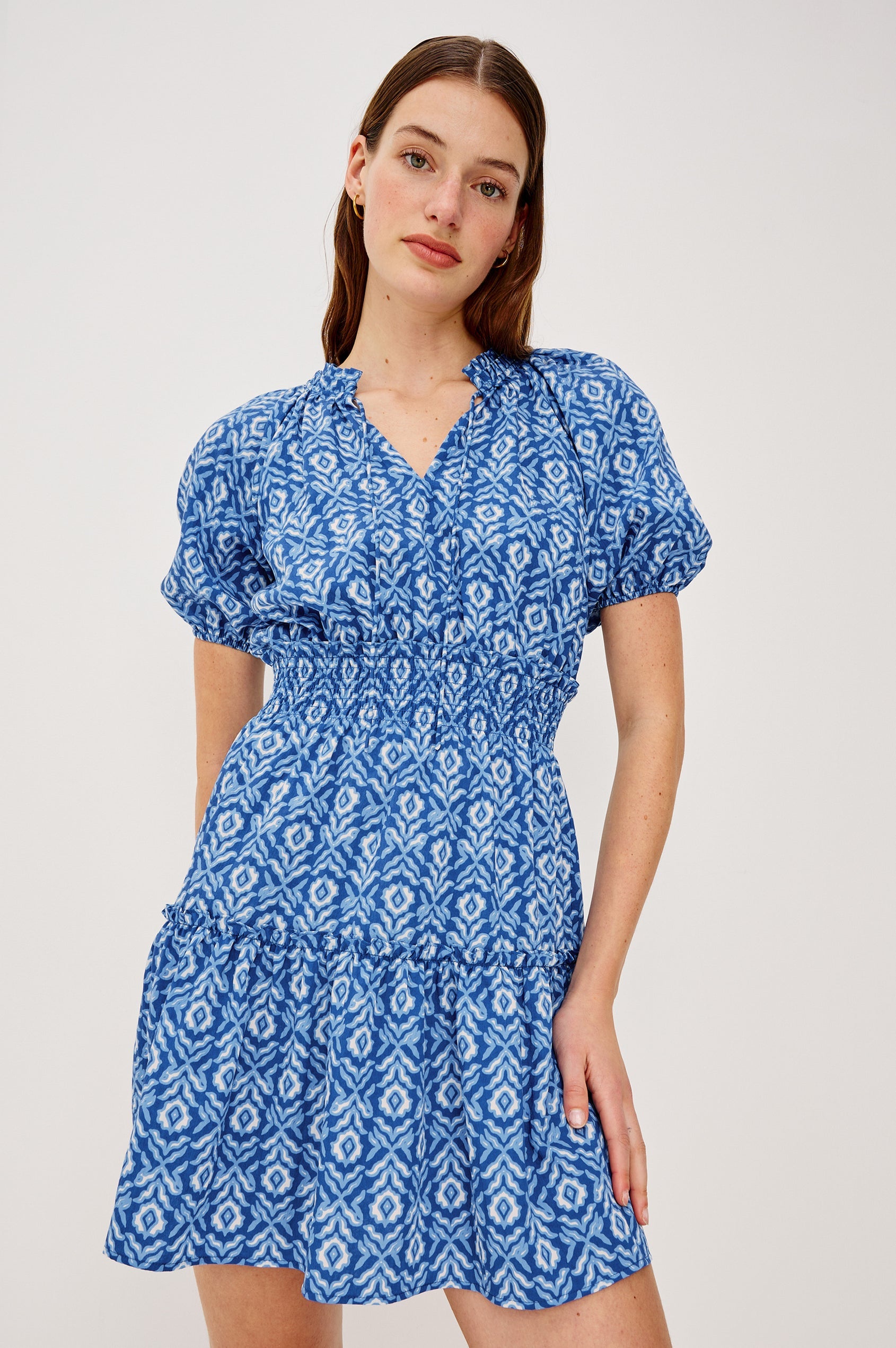 Fiorella Dress Blue Ikat