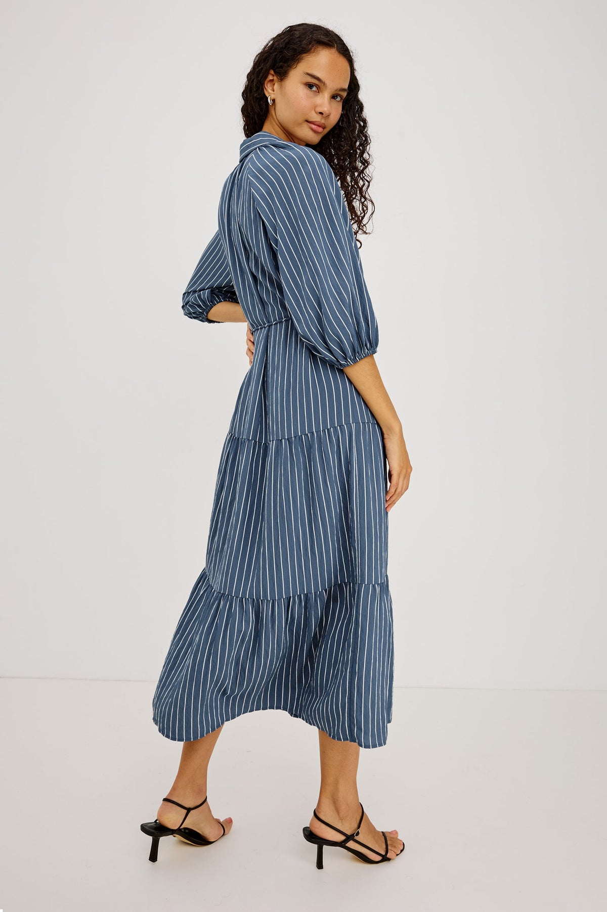 June Dress Washed Indigo Stripe