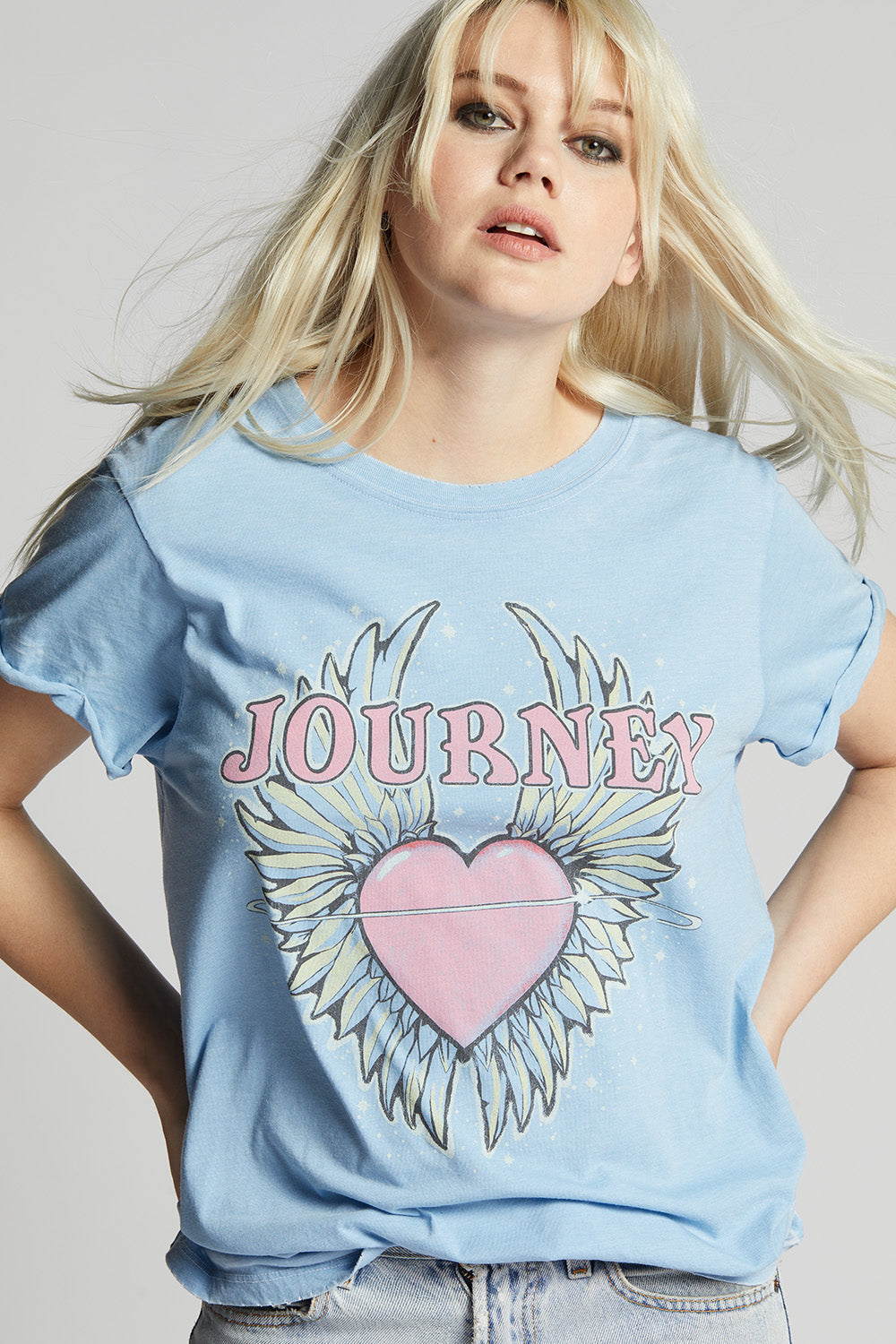 Journey Don't Stop Believin' Tee Washed Denim