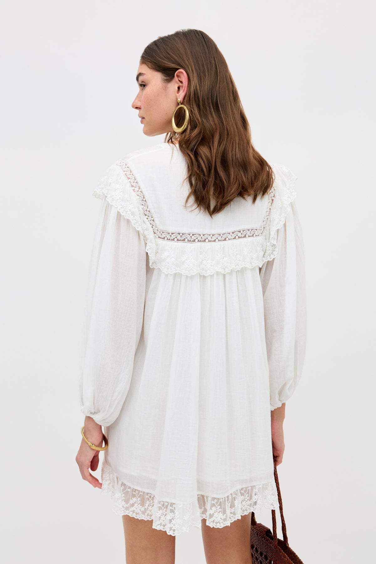 Inez Mini Dress Lilly Embroidery Ivory