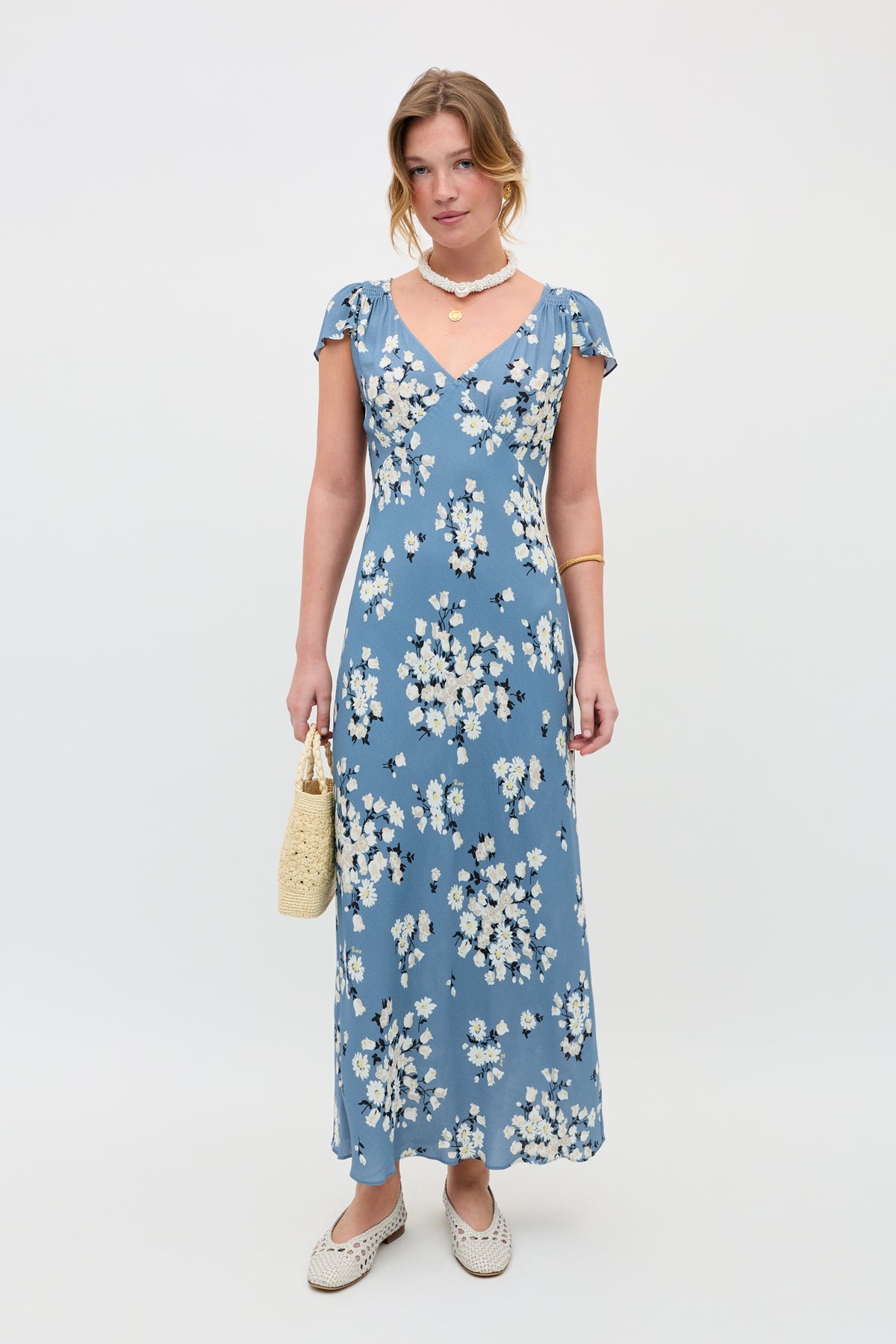 Cathy Midi Dress Amelia Bouquet Blue