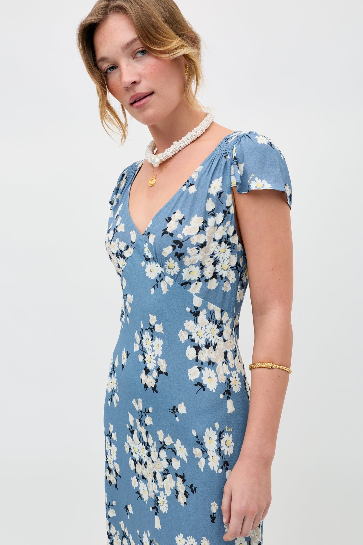 Cathy Midi Dress Amelia Bouquet Blue
