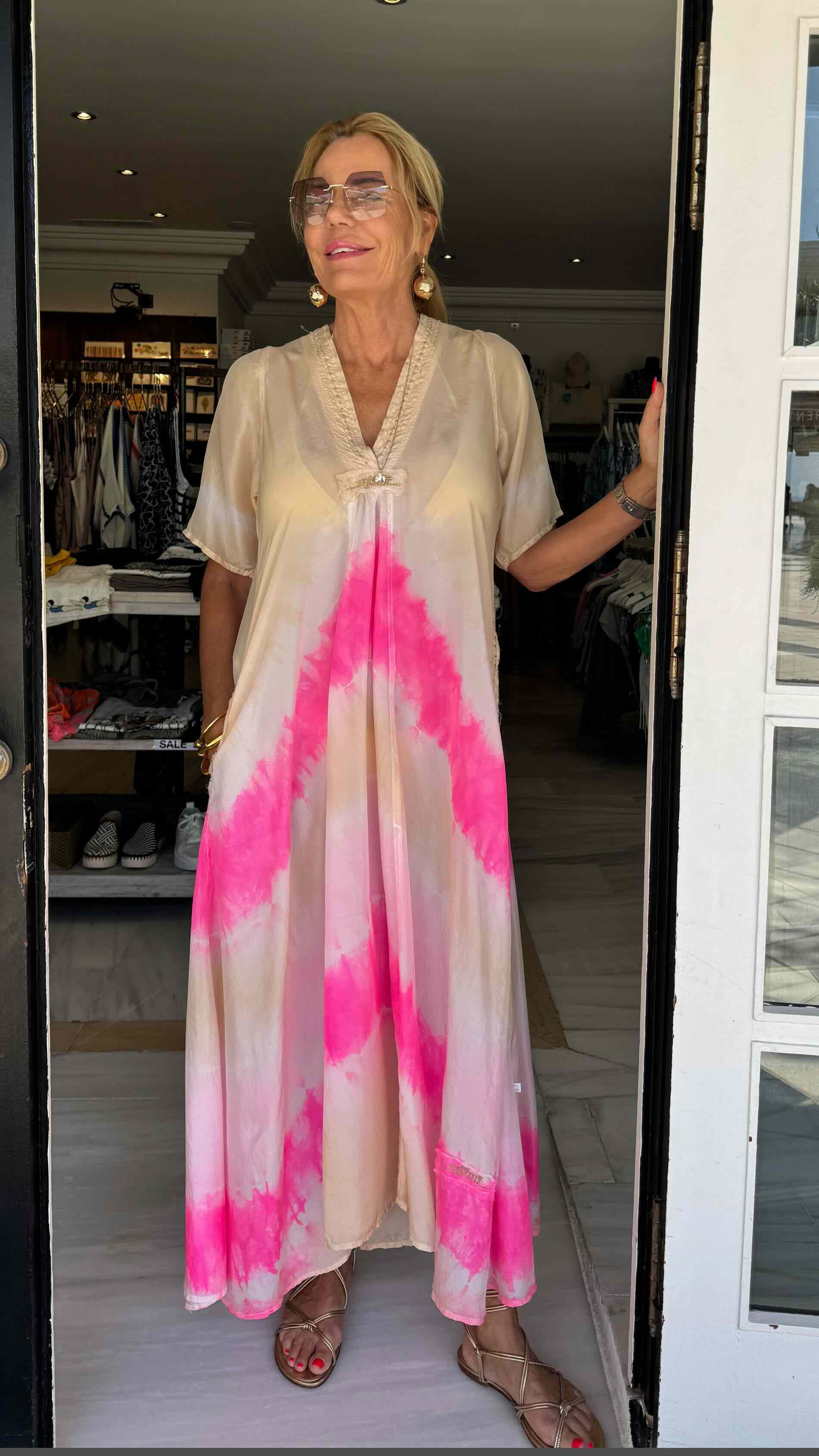 Rosie Beige Silk Maxi Flow