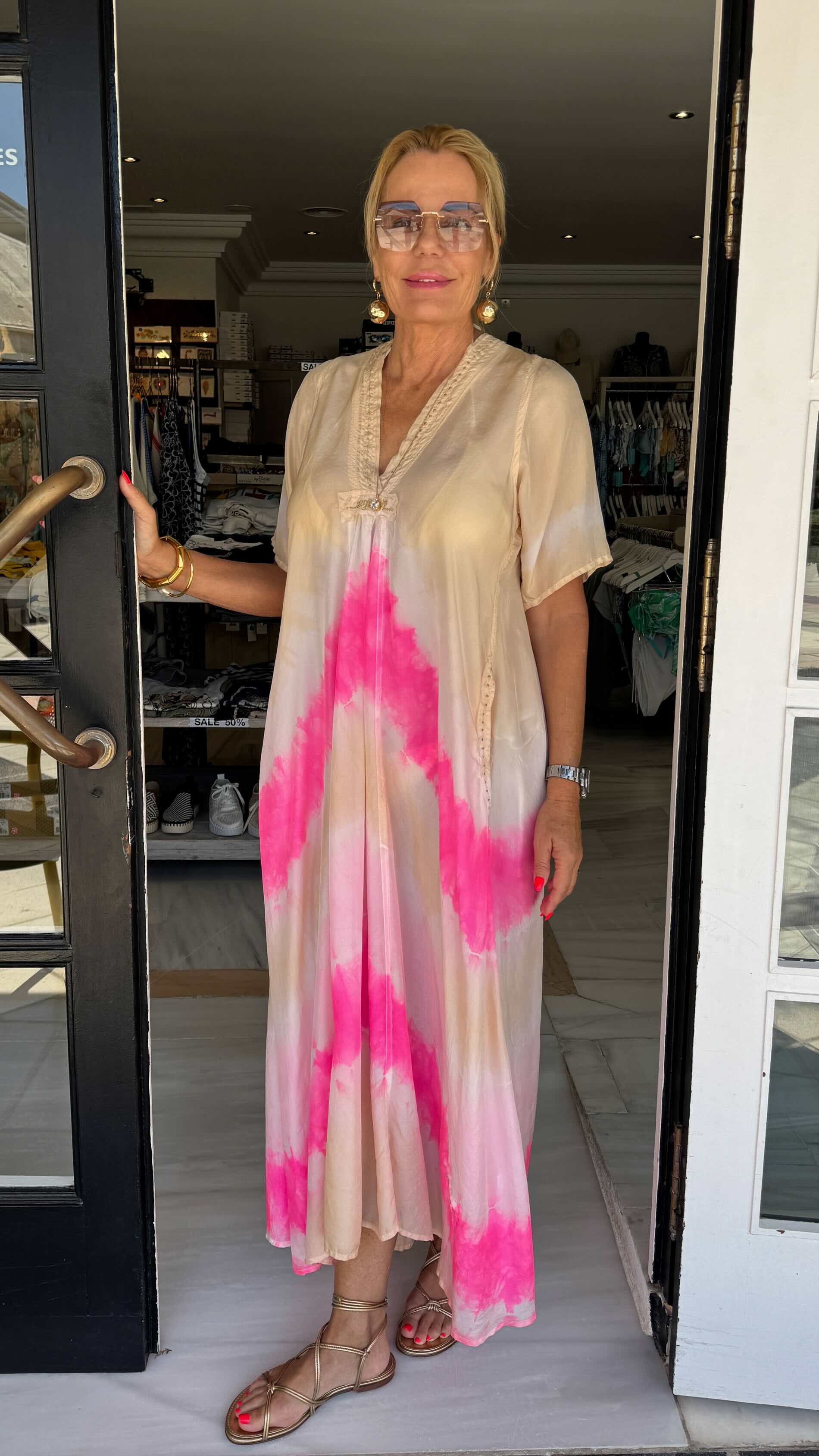 Rosie Beige Silk Maxi Flow