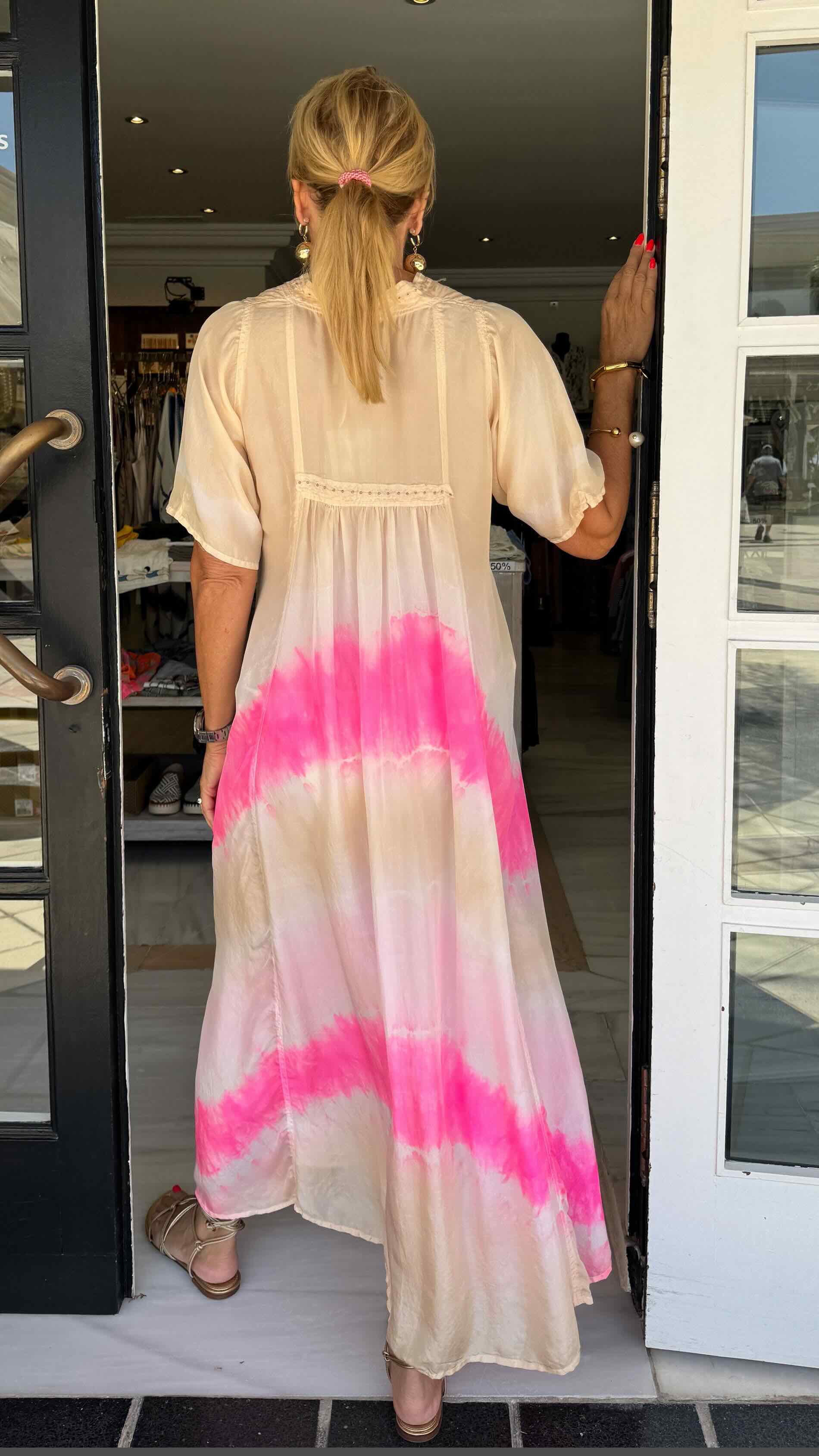Rosie Beige Silk Maxi Flow