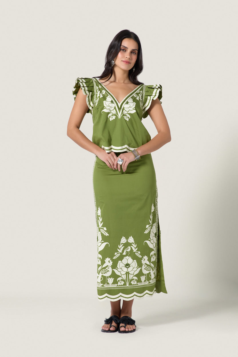 Sandina Skirt Calla Green Papyrus