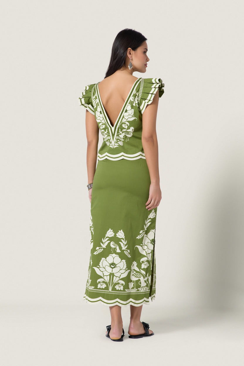 Sandina Skirt Calla Green Papyrus