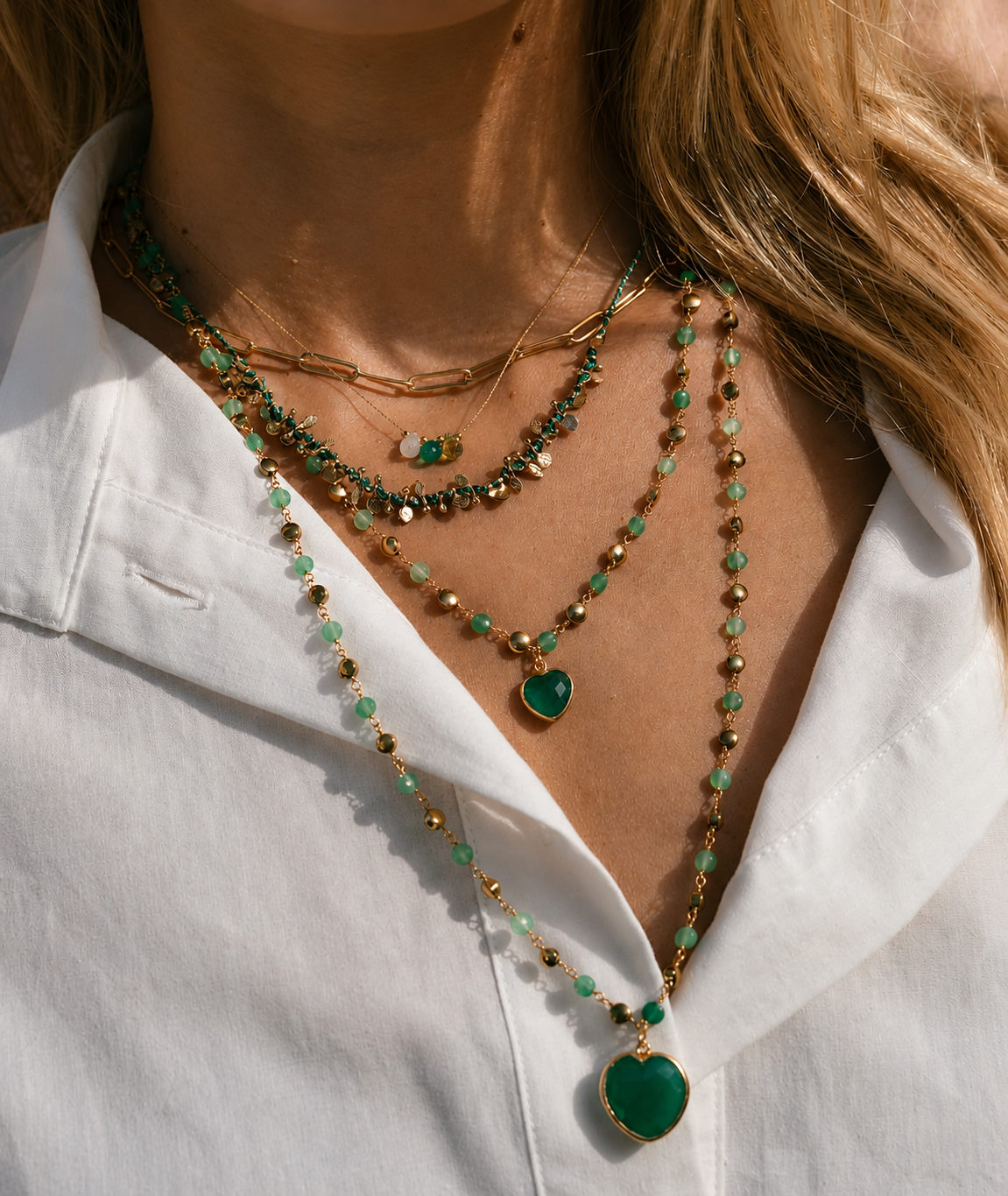 3 Drops Necklace Onyx Green