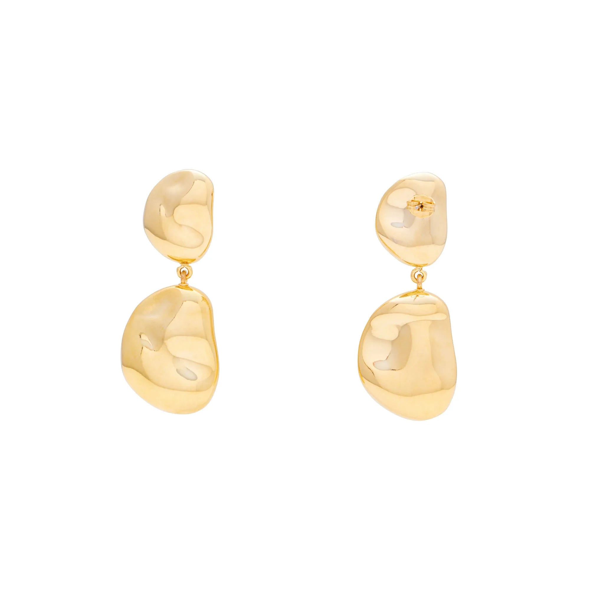 Double Nugget Earrings Gold