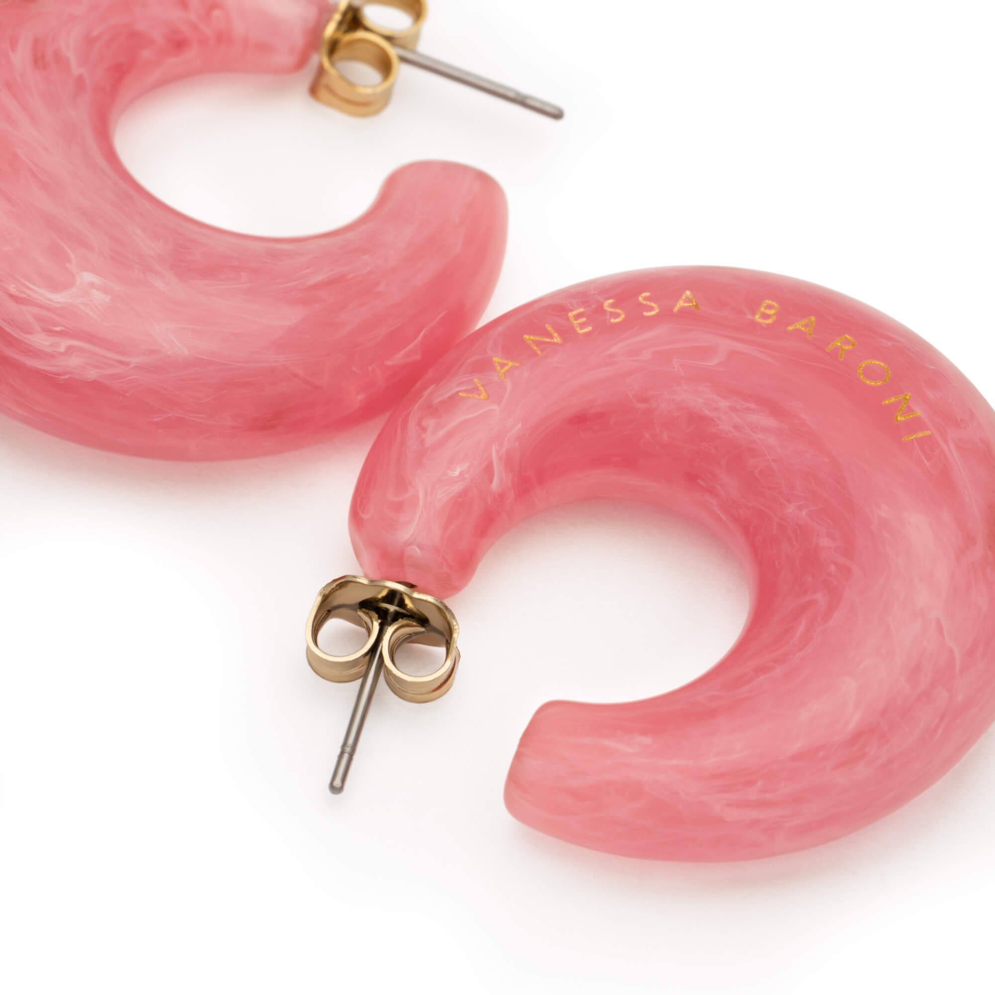 Moon Earrings Watermelon Marble