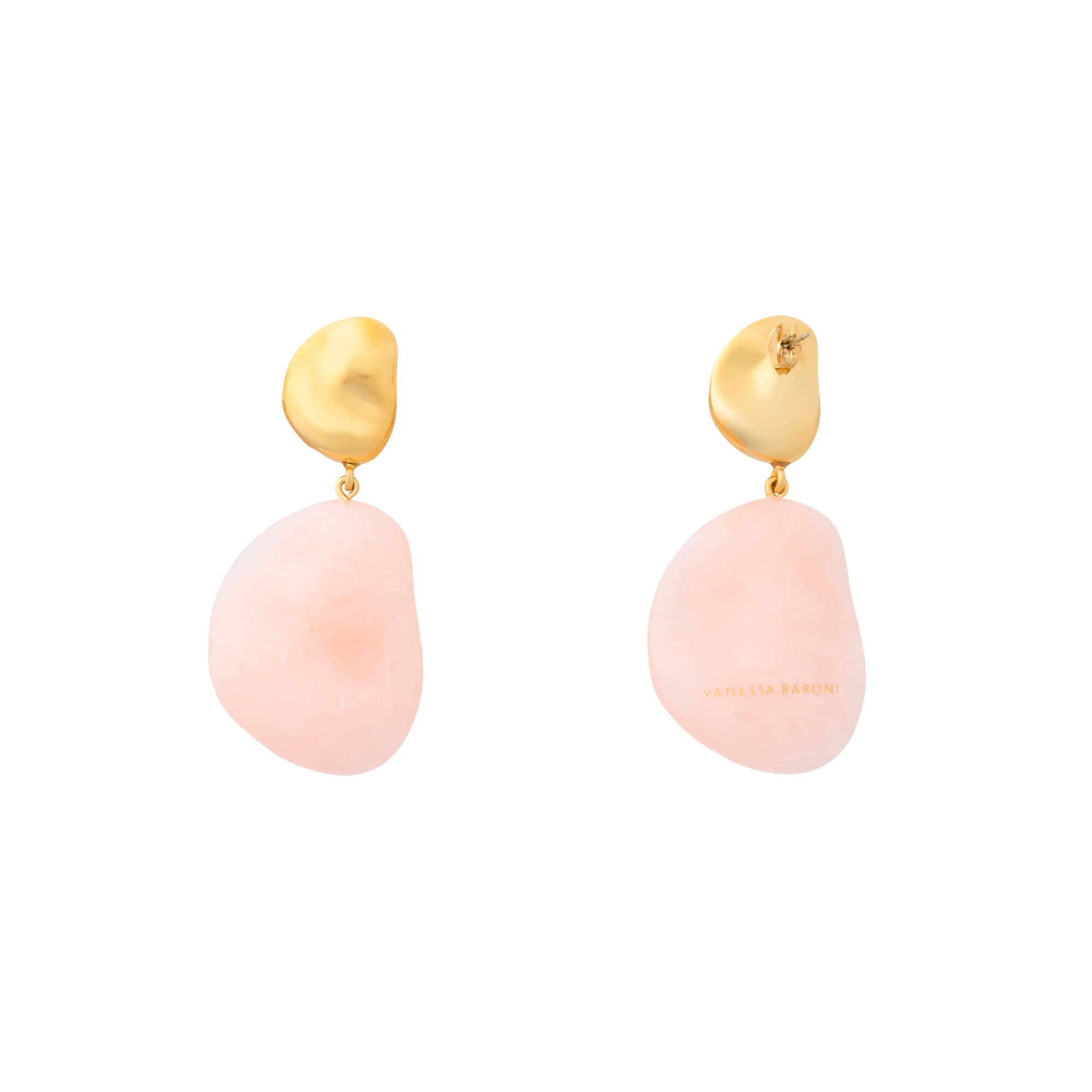 Double Nugget Earrings Gold Peach Sorbet