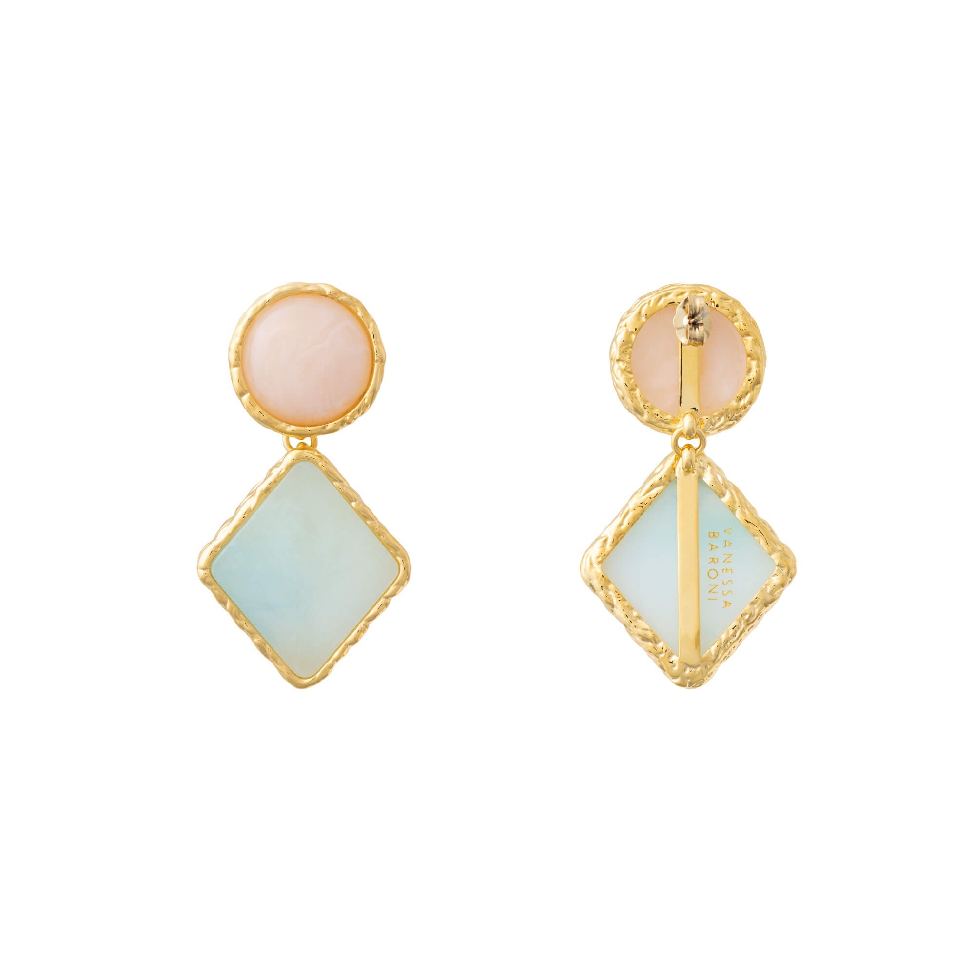 Vintage Geometric Earrings Latte Marble Cloud Marble