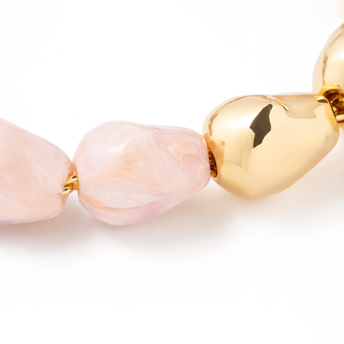 Organic Pearl Necklace Short Gold Ivory Rose Marble