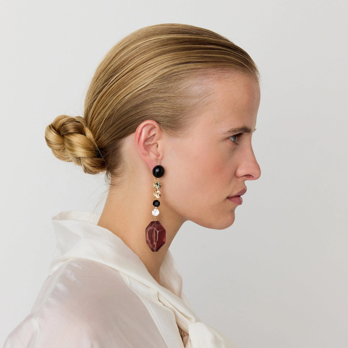 Rhinestone Clear Earring Clear Taupe
