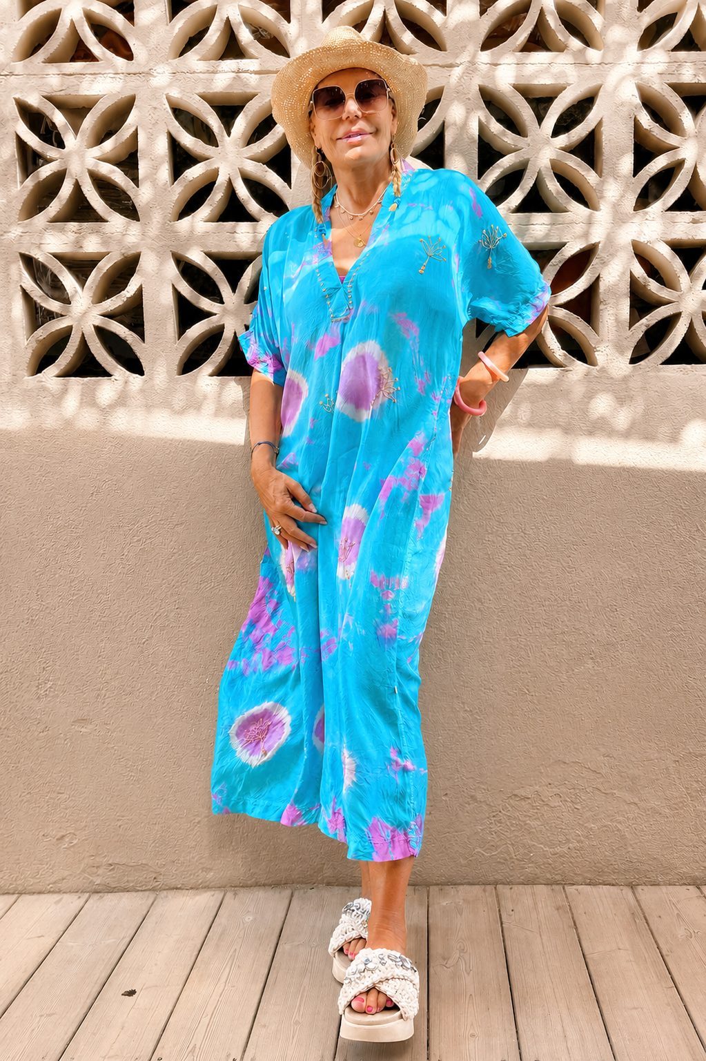 Vanessa Maxi Dress Lotus Turquoise Fuchsia