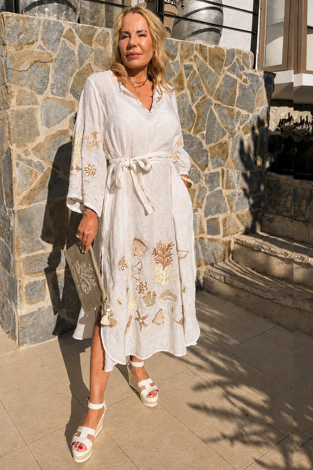 Garance Dress Ocean World White Beige