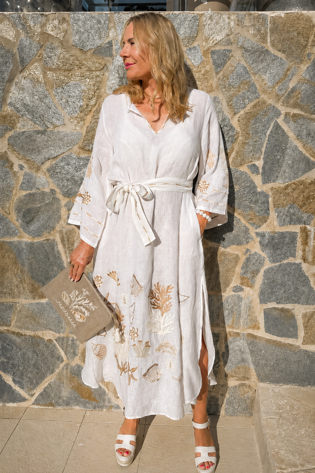 Garance Dress Ocean World White Beige