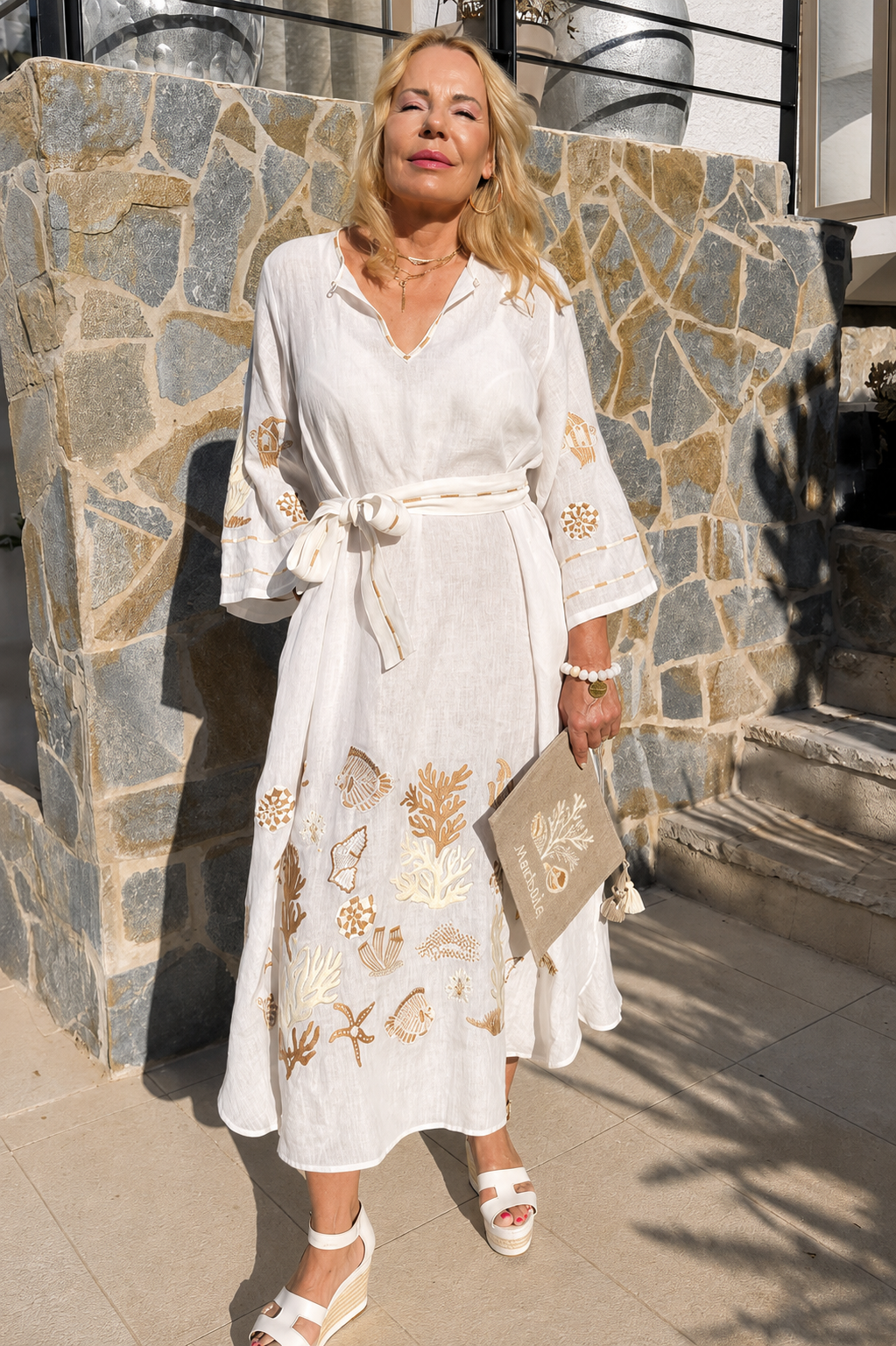 Garance Dress Ocean World White Beige