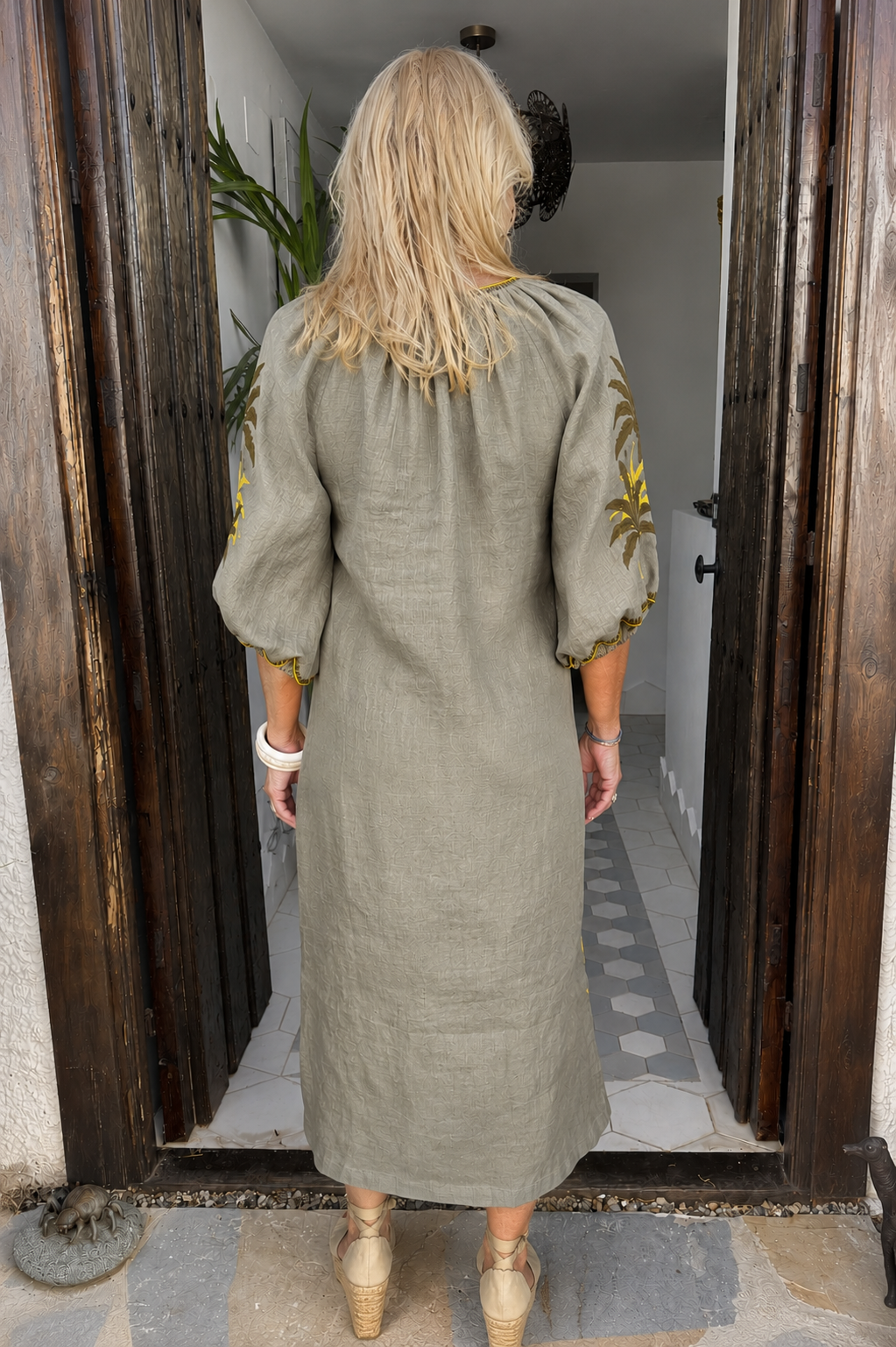 Veronica Dress Jamaica Puff Sage Yellow