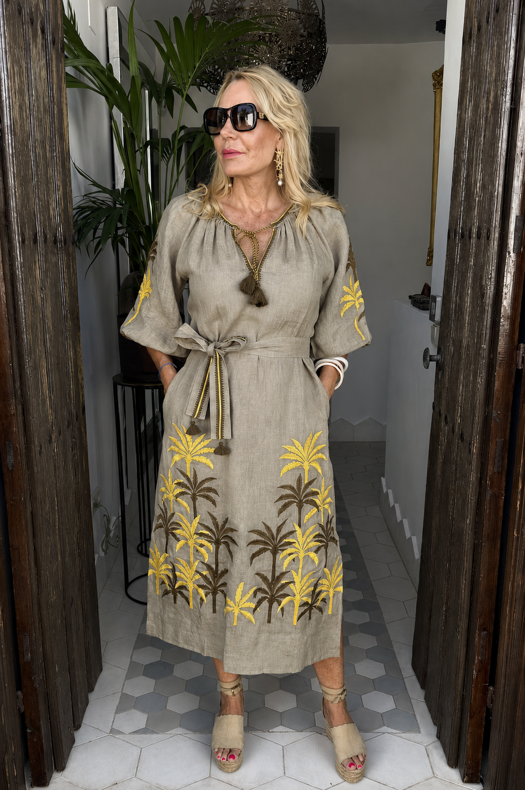 Veronica Dress Jamaica Puff Sage Yellow