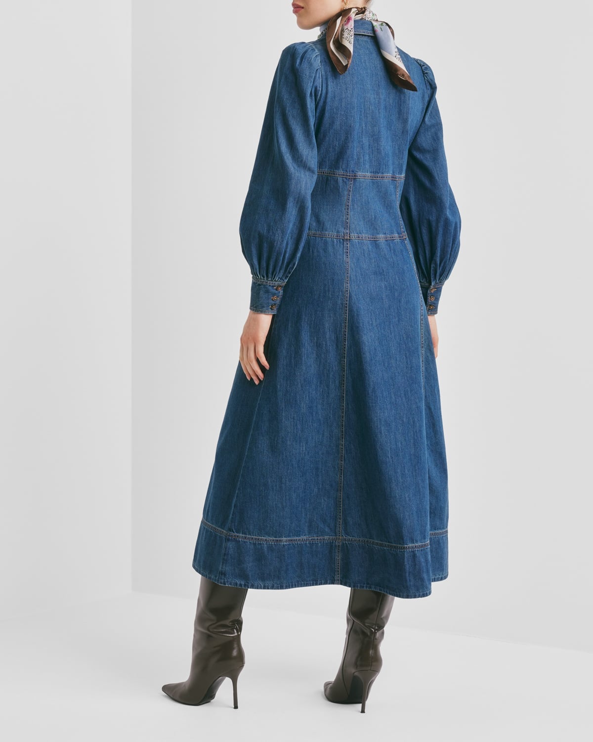 Denim Button-Down Dress French Blue