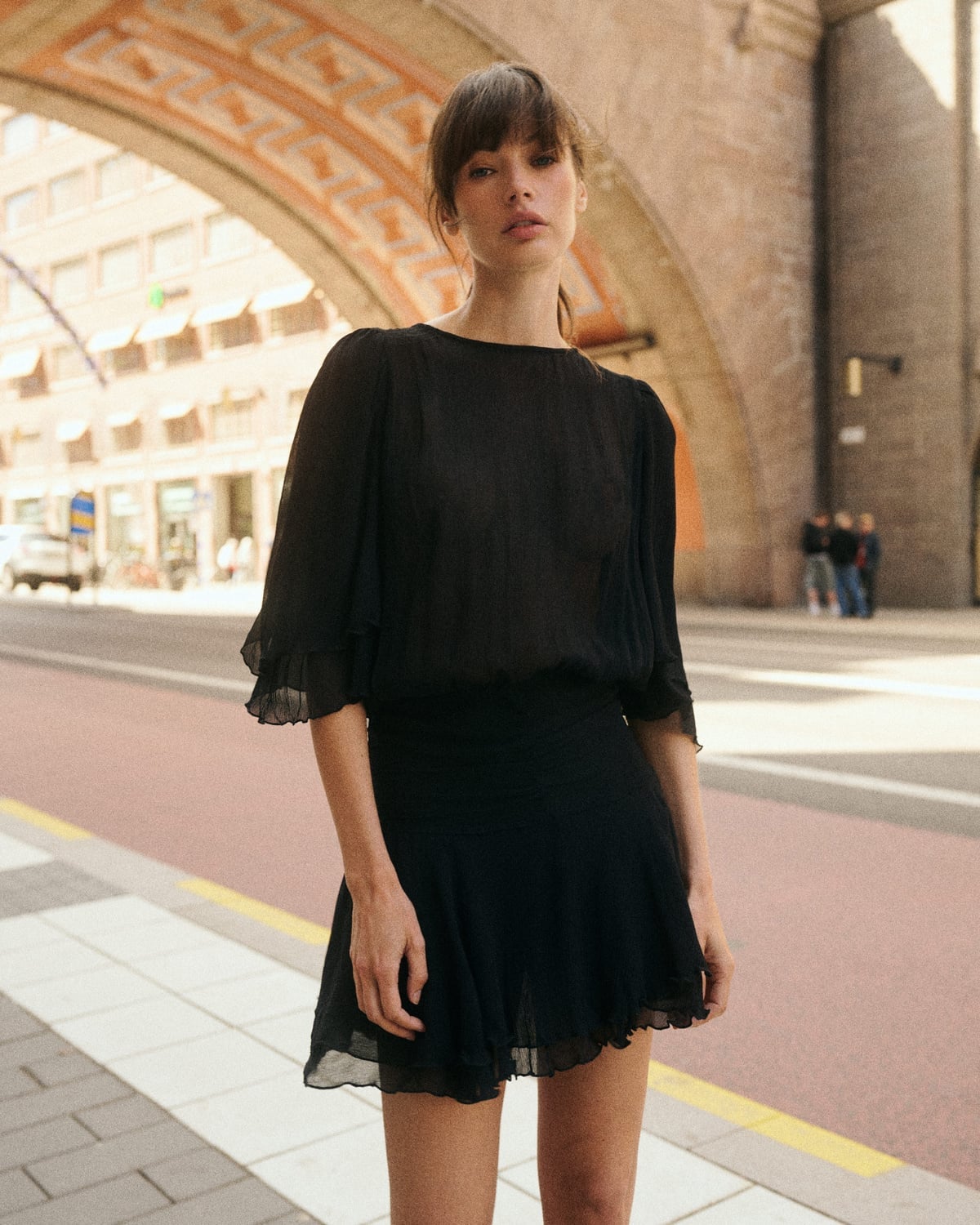 Chiffon Mini Dress Black
