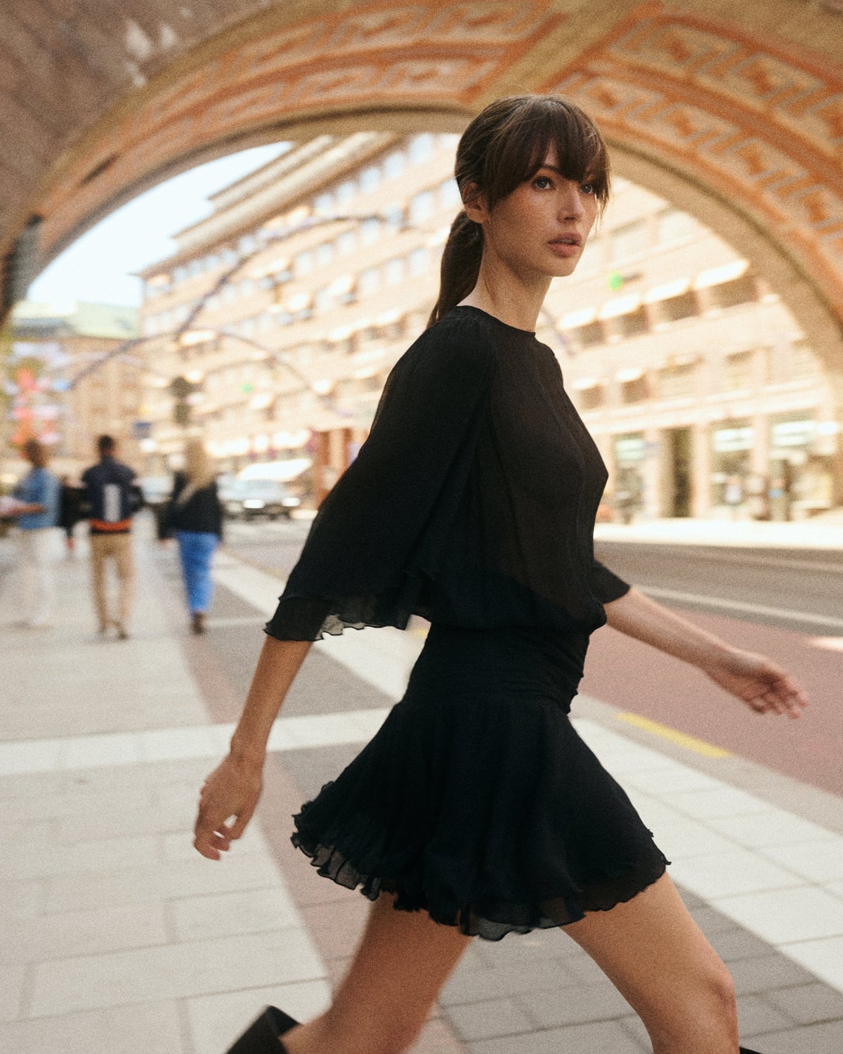 Chiffon Mini Dress Black