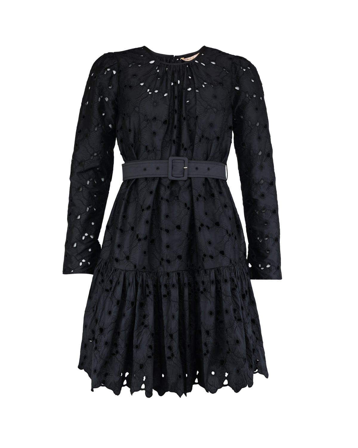 Embroidery Mini Dress Black
