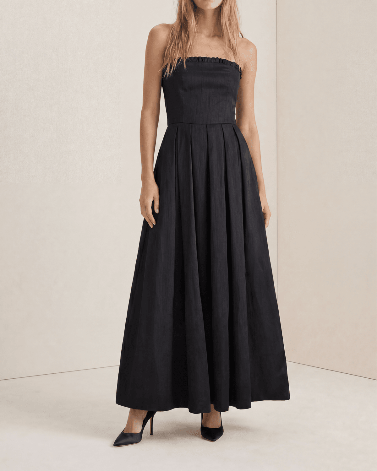 Taffeta Bandeau Dress Black