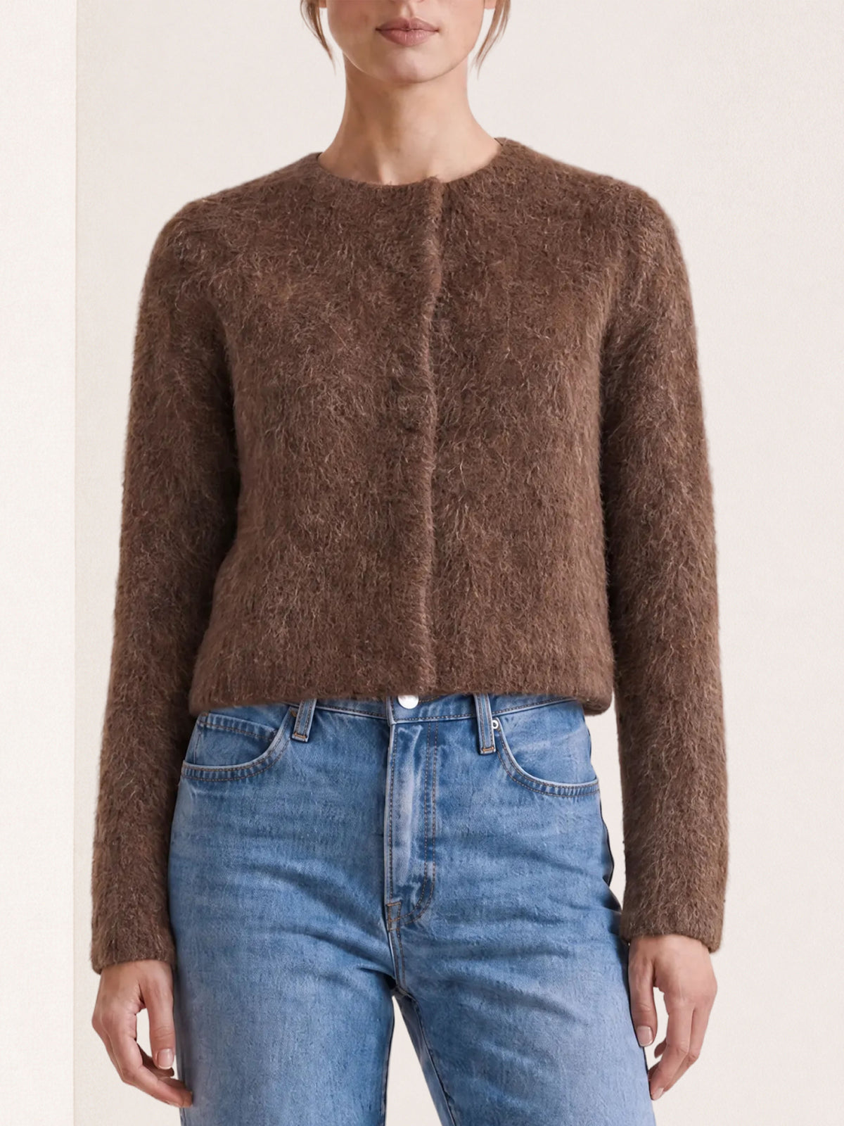 Hairy Knit Jacket Brown