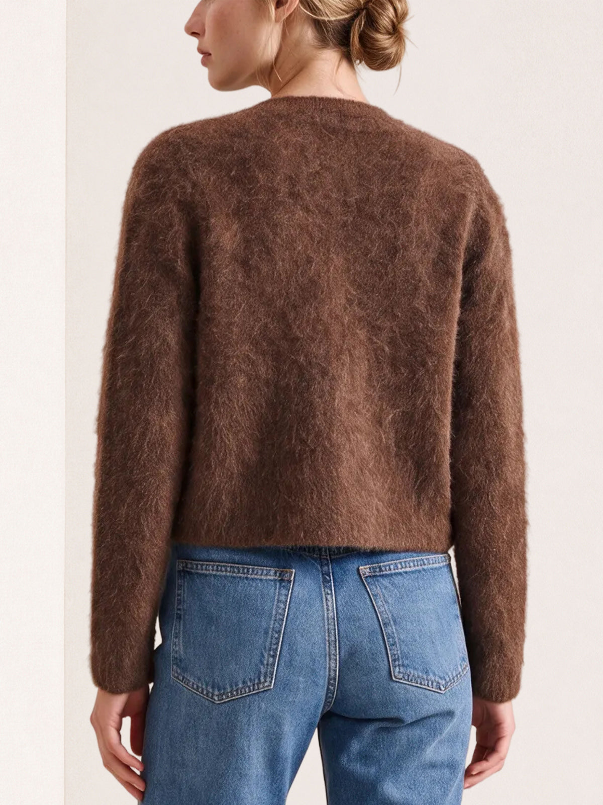 Hairy Knit Jacket Brown