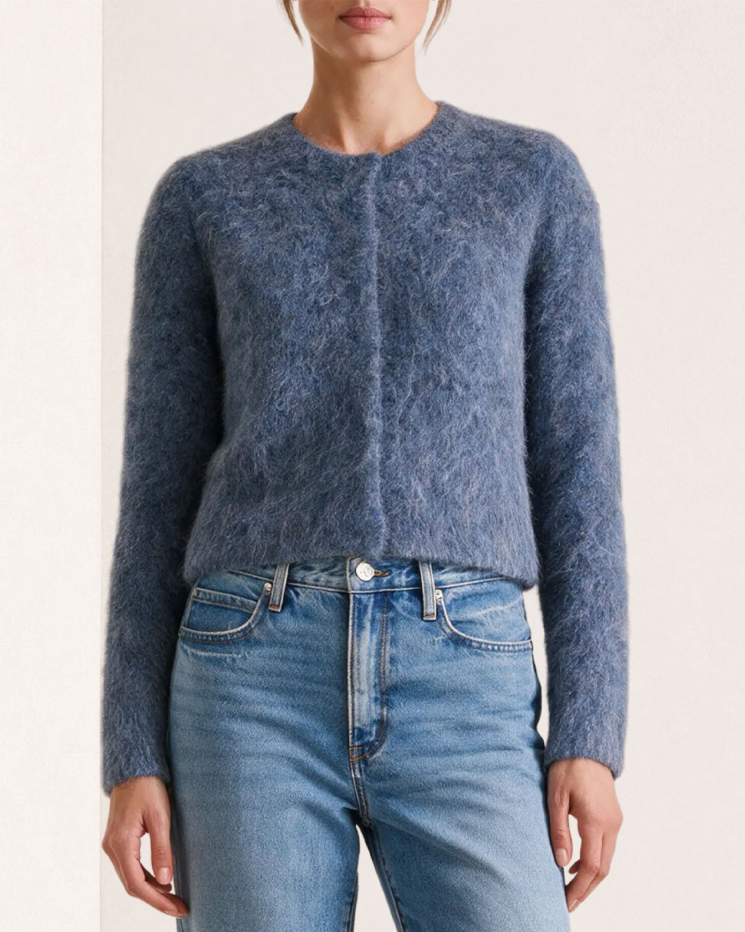 Hairy Knit Jacket Blue