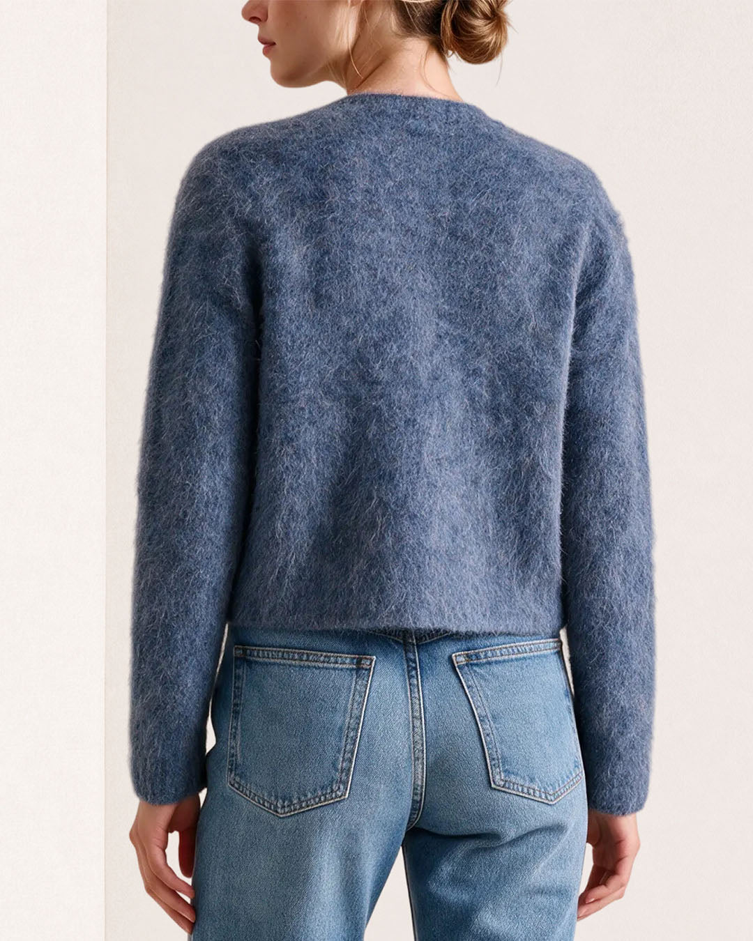 Hairy Knit Jacket Blue