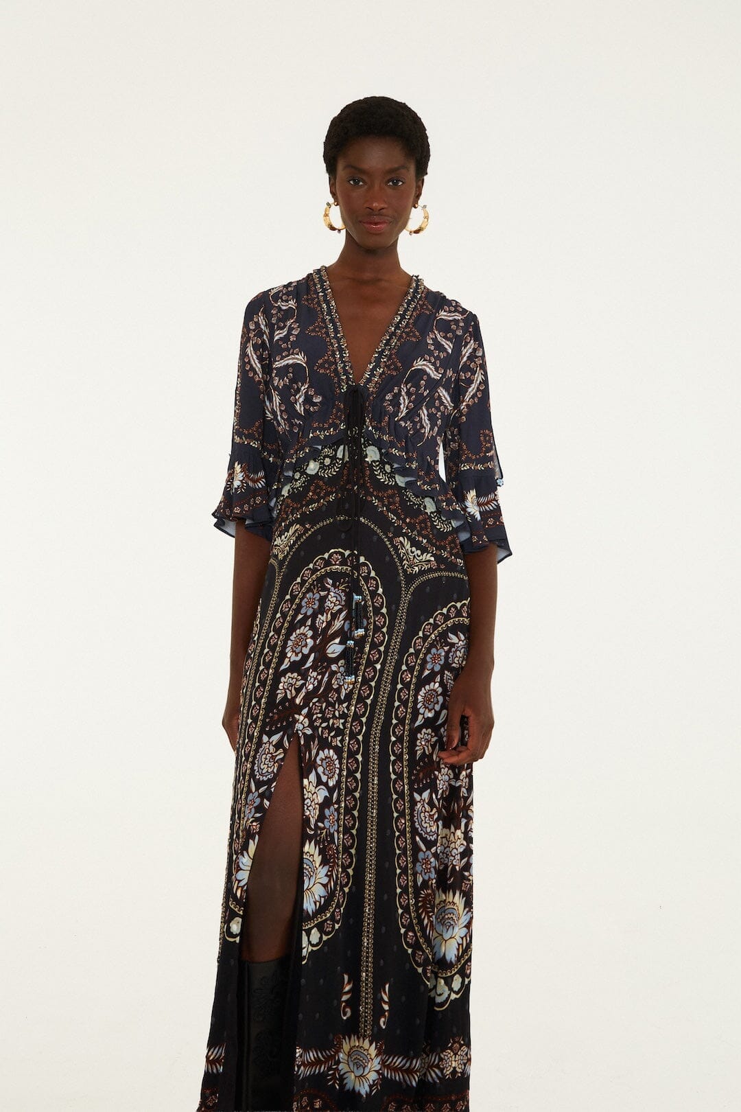 Daniela Ruffled Maxi Dress Black
